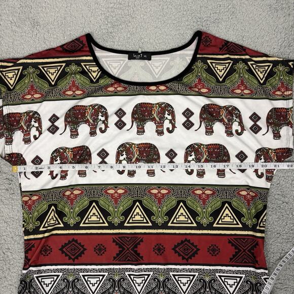 Top love J Blouse Women Sleeveless Elephant Print sz XL grunge All over print - Picture 6 of 9